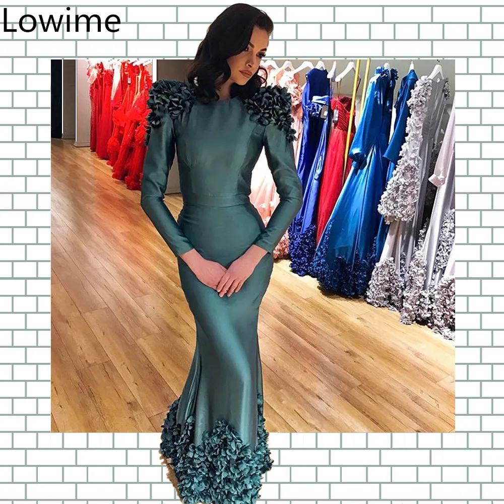 Новейшее темно зеленое длинное платье для выпускного Дубай стильное