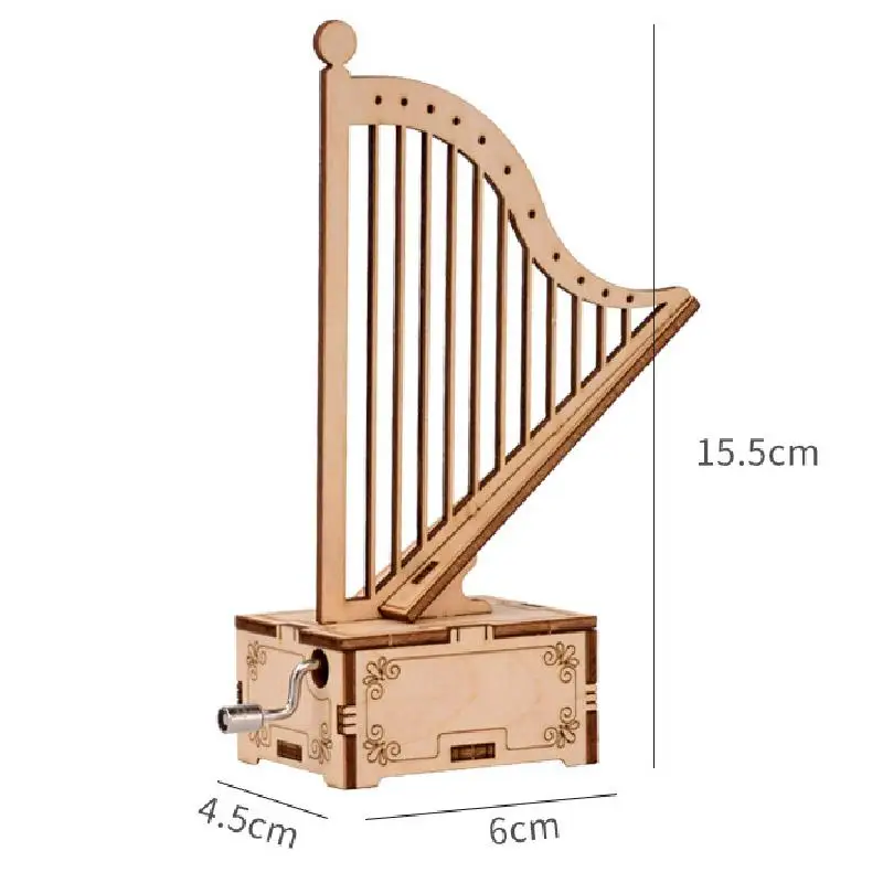 Деревянная 3D Музыкальная Шкатулка В Форме арфа ручной работы модель головоломки