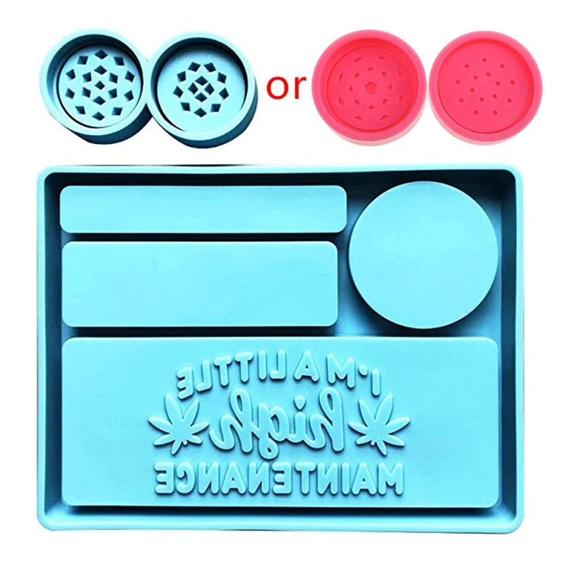 

L5YA 1 Set Rolling Tray Mold with Herb Grinder Epoxy Resin Mold Jewelry Holder Silicone Mould DIY Crafts Home Decortaions Tools