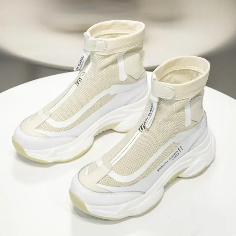 

Autumn Winter Women's High Top shoes Nubuck ankle for women Casual Sneakers Round Toe zipper Student Flat Zapatillas Mujer S7-04