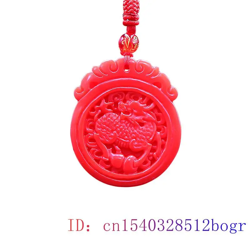 

Red Jade Qilin Pendant Gifts Men Dragon Fashion Necklace Natural Charm Jewelry Women Carved Jadeite Chinese Amulet