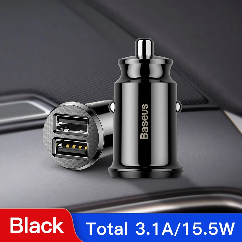Baseus Mini USB Автомобильное зарядное устройство для мобильного телефона планшета gps 3.1A быстрое зарядное устройство автомобильное зарядное устройство двойной USB автомобильный адаптер зарядного устройства для телефона в автомобиле - Тип штекера: 15.5W with Package