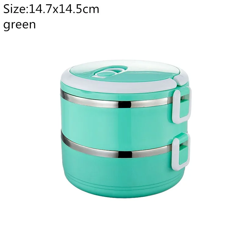 green 2 layers Hoomall герметичный Ланч-бокс из нержавеющей стали для детей, студенческий термос-контейнер для еды с подогревом, органайзер, бэнто-бокс для еды с подогревом - Цвет: green 2 layers