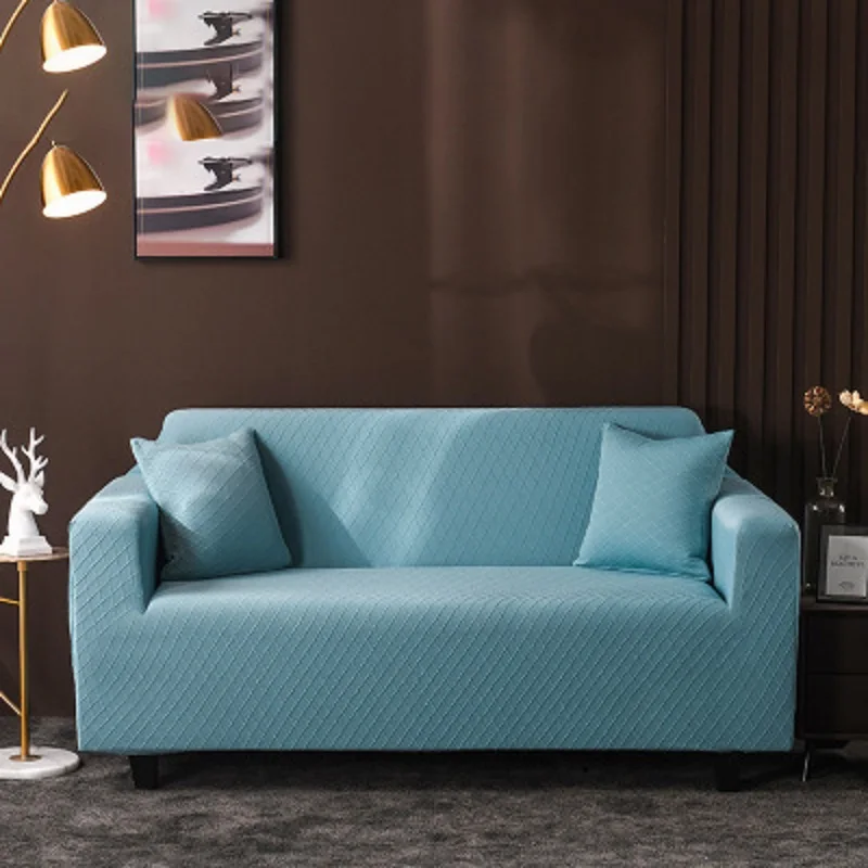 Серый жаккардовый чехол для дивана эластичное покрывало