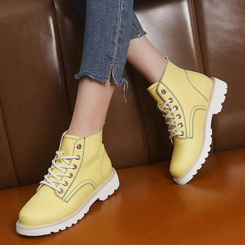 Новинка 2020 года Зимние белые ботинки Doc Martens Женские модные ботильоны на