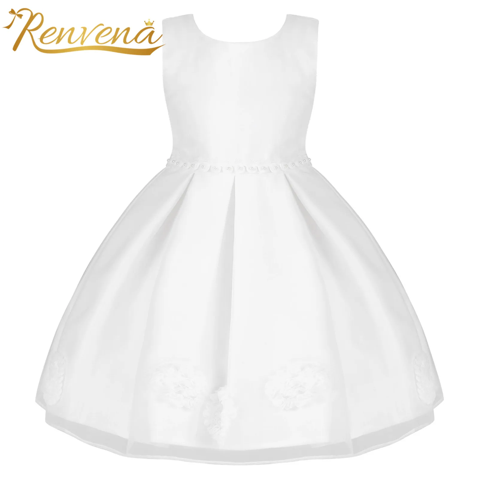 

Kids Dresses Sleeveless Pleated PrincessDress Wedding Party Flower Girls Dress First Communion Dress for Girls Children Clothes