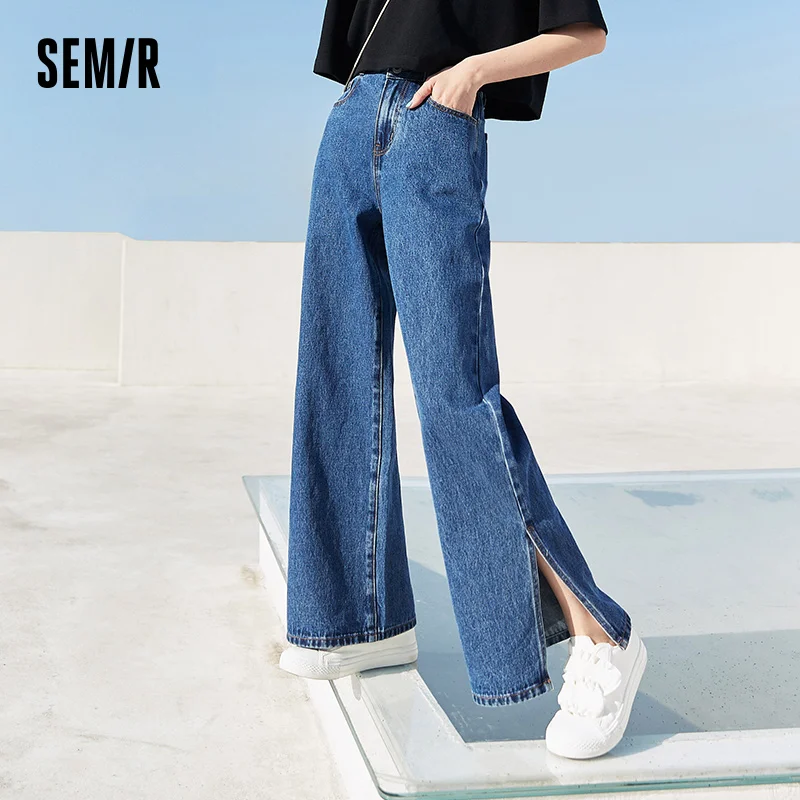 

Джинсы FAKUNTN, женские Асимметричные Брюки с широкими штанинами, брюки с переливающимися штанинами, Новинка лета 2021, брюки Demin в стиле гиуна