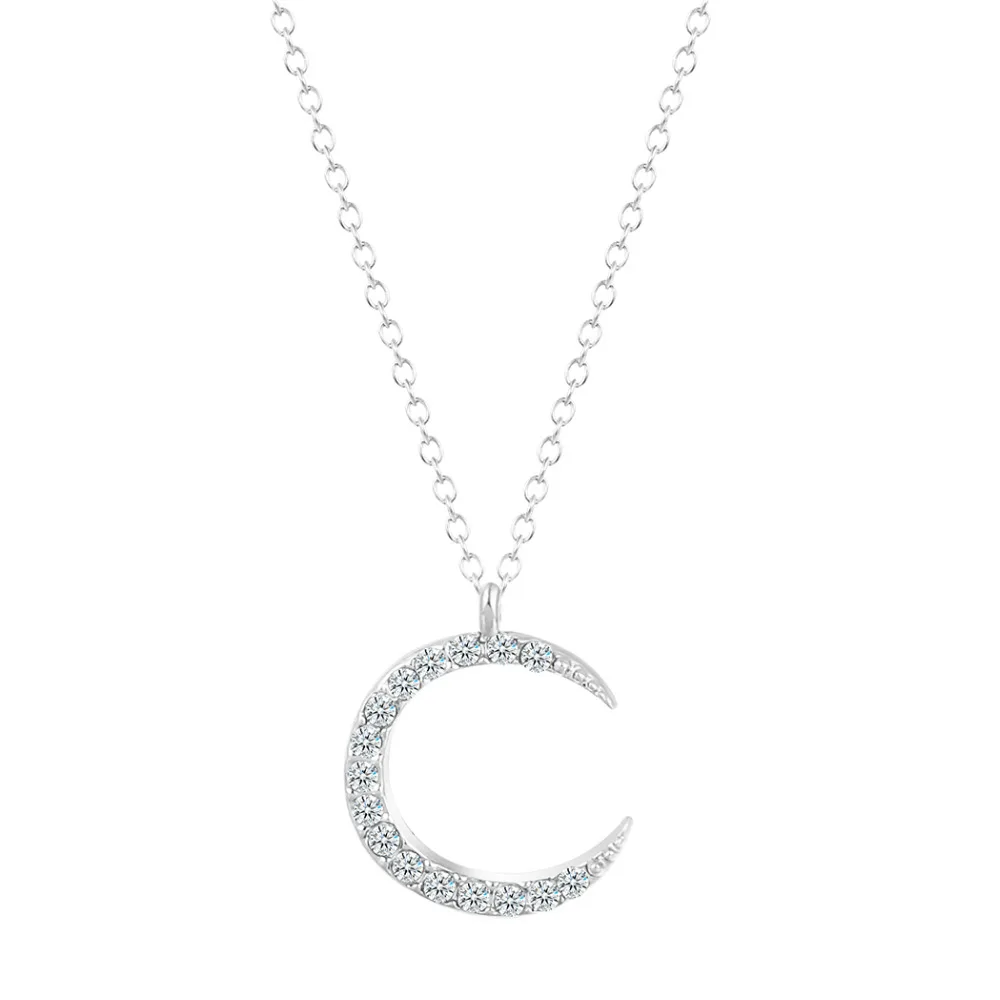 Kinitial циркон кристалл луна кулон ожерелье половина Луны Шарм ожерелья для женщин