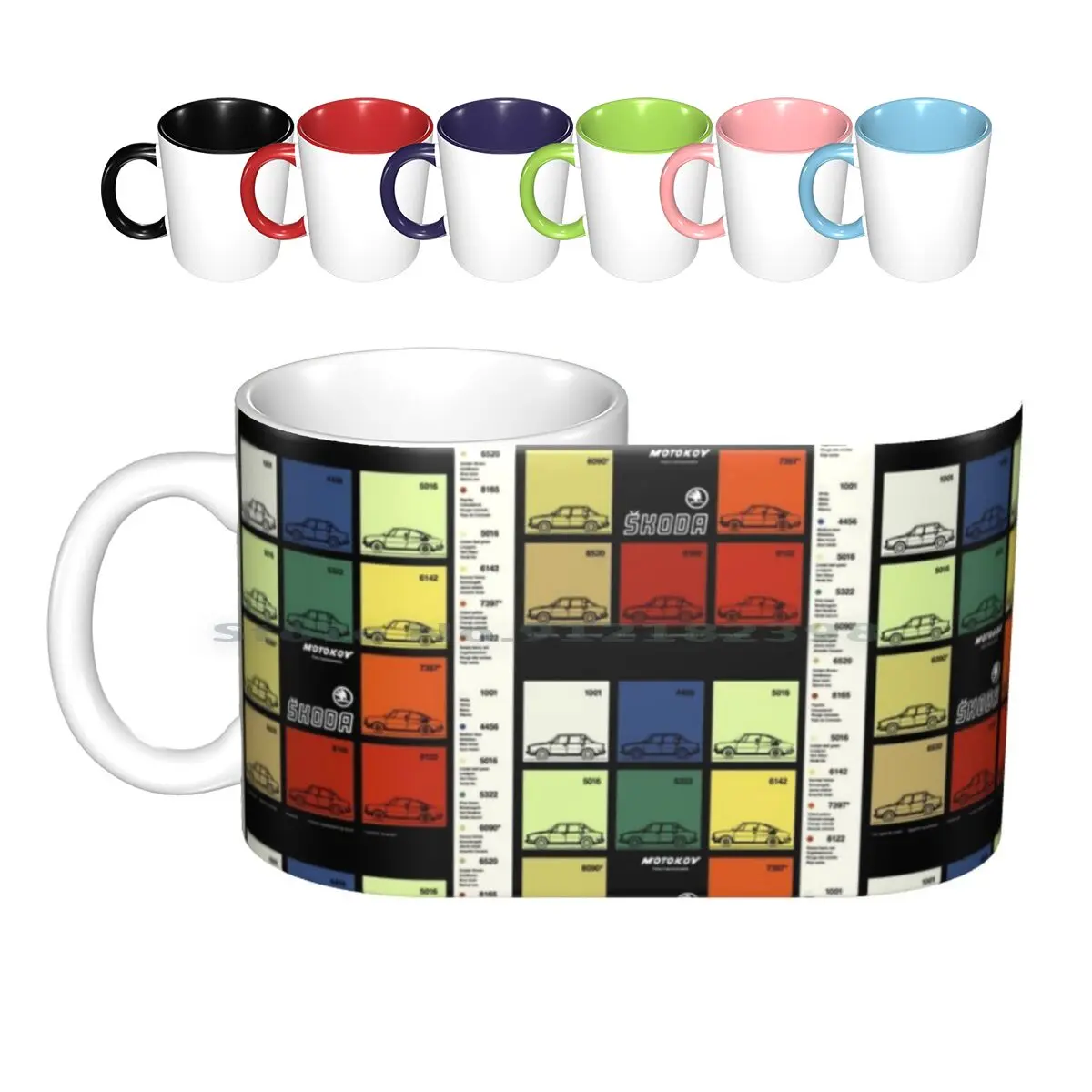 Skoda Colour Range 1978 Ceramic Mugs Coffee Cups Milk Tea Mug Skoda Estelle 1970s 1980s 70s 80s Car Cars Classic Classic Car