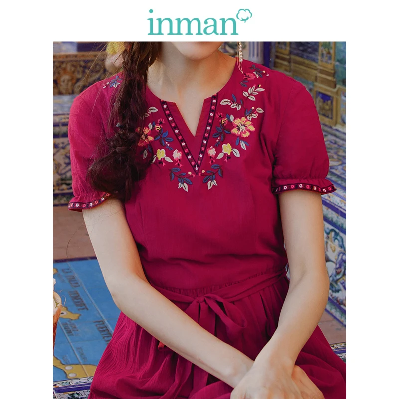 Платье в стиле ретро с круглым вырезом хлопковое ТРАПЕЦИЕВИДНОЕ ПЛАТЬЕ С