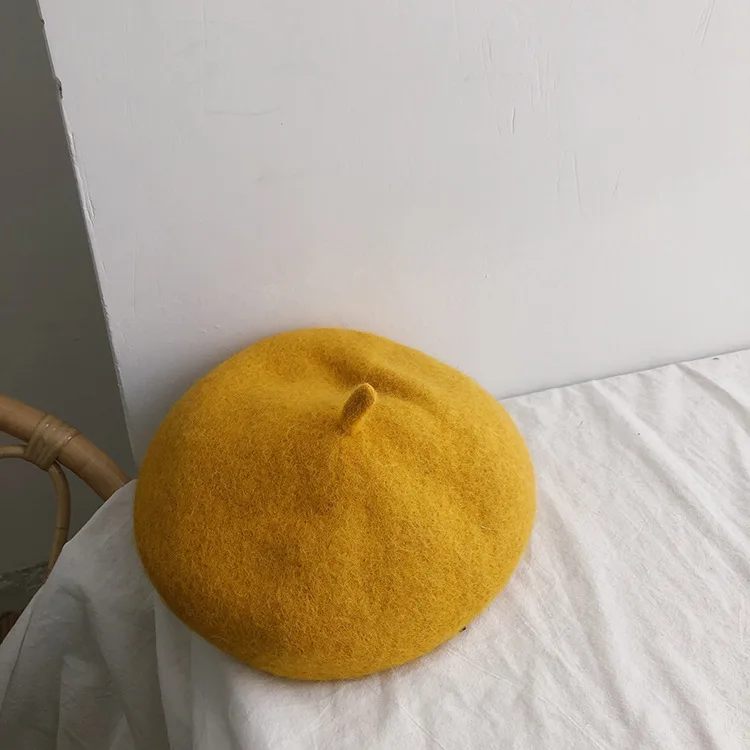 Осенне-зимний модный милый шерстяной берет для девочек От 2 до 6 лет Одноцветные