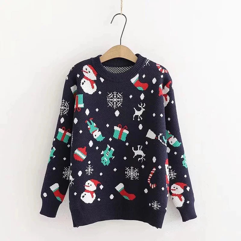 Plus Size Jumper Snowman Deer Sweaters New Santa Claus Xmas Patterned Christmas Sweaters Tops For Men Women Pullovers