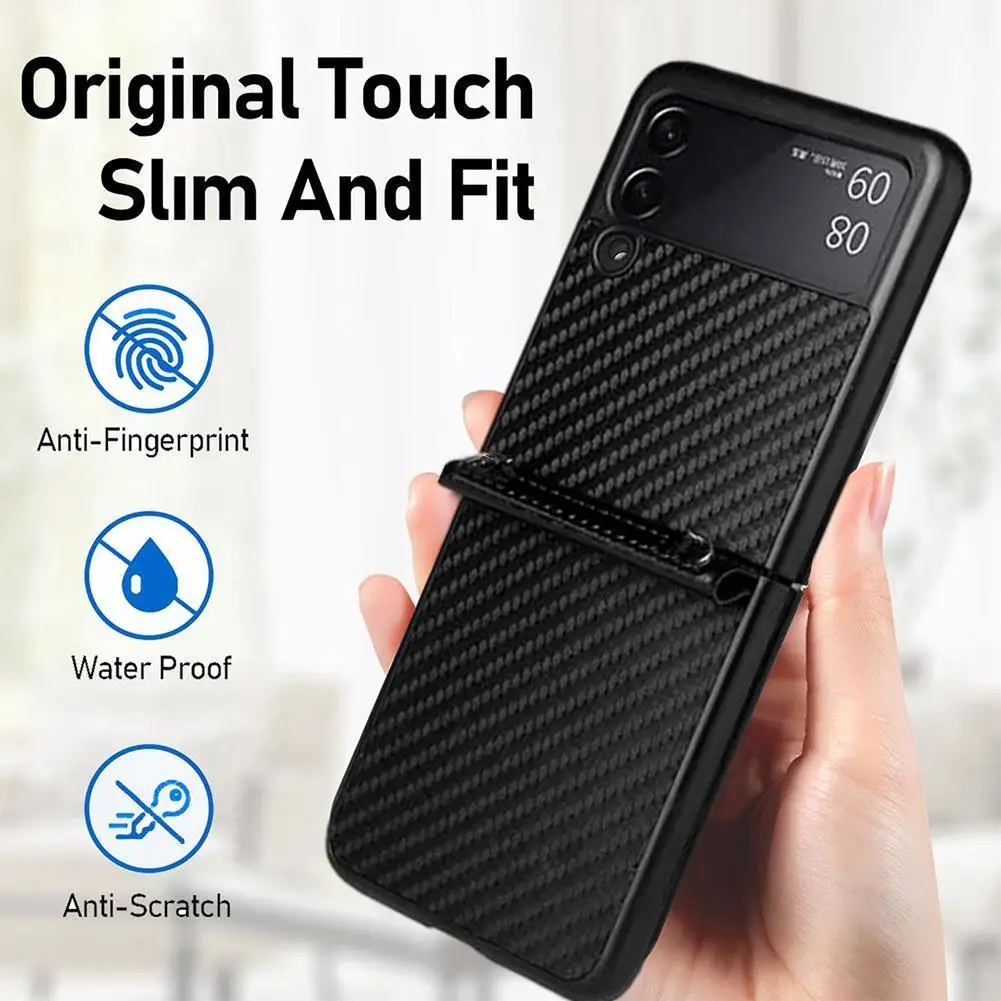 

ZFlip3 Case Met Lanyard Carbon Fiber Patroon Cover Voor Samsung Galaxy Z Flip 3 5G Flip3 Case Slim Hard pc + TPU Shockproof