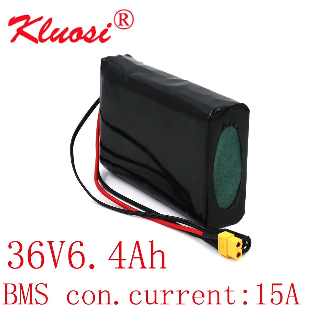 

KLUOSI 36V 6.4Ah 10S2P 450W 18650 Lithium Battery Pack with 15A BMS for Electric Scooter Skateboard Ebike Electric Bicycle
