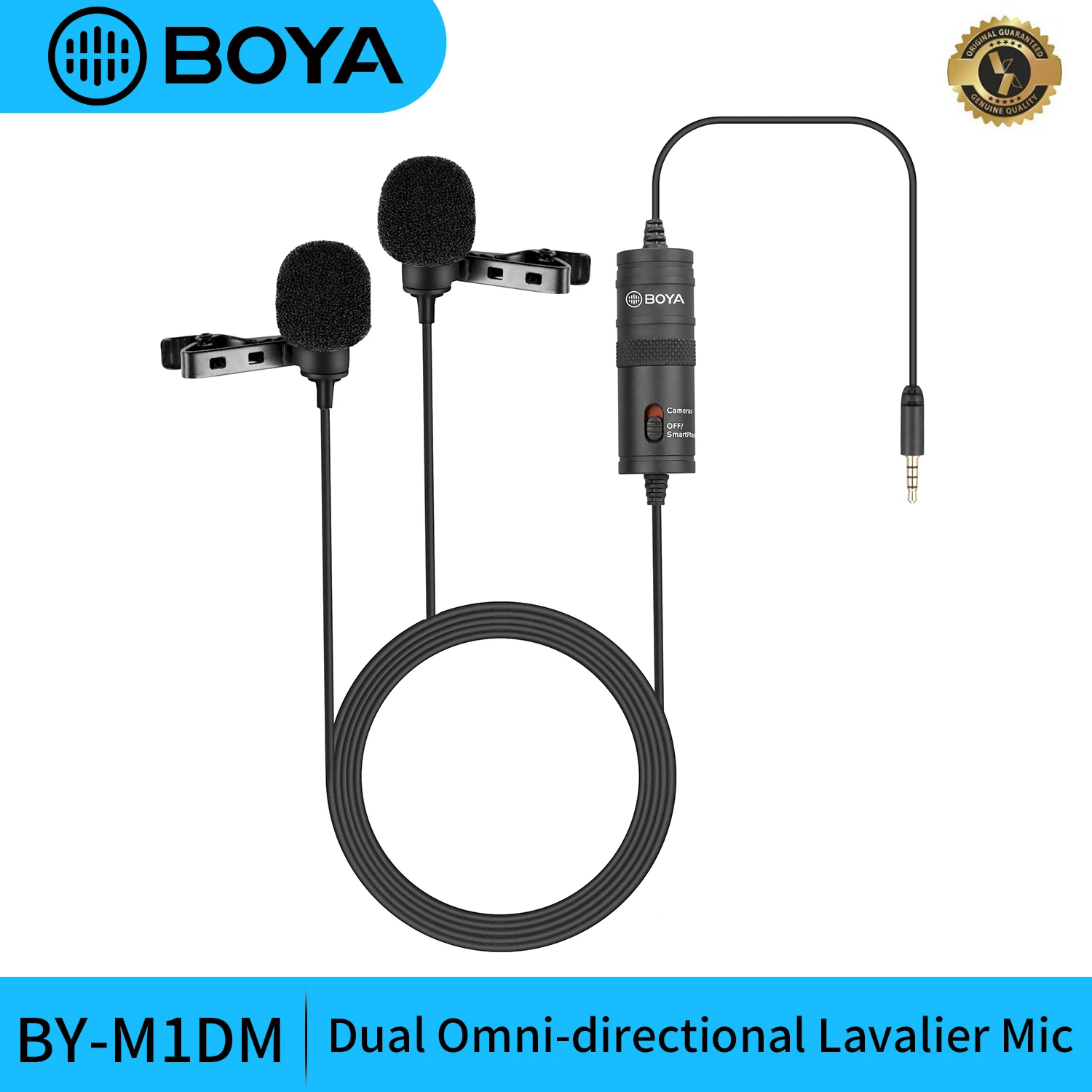 

BOYA BY-M1DM Dual Lavalier Microphones Omnidirectional Condenser Clip-on Lapel Mic for DSLR Camera IOS Device Live Interview
