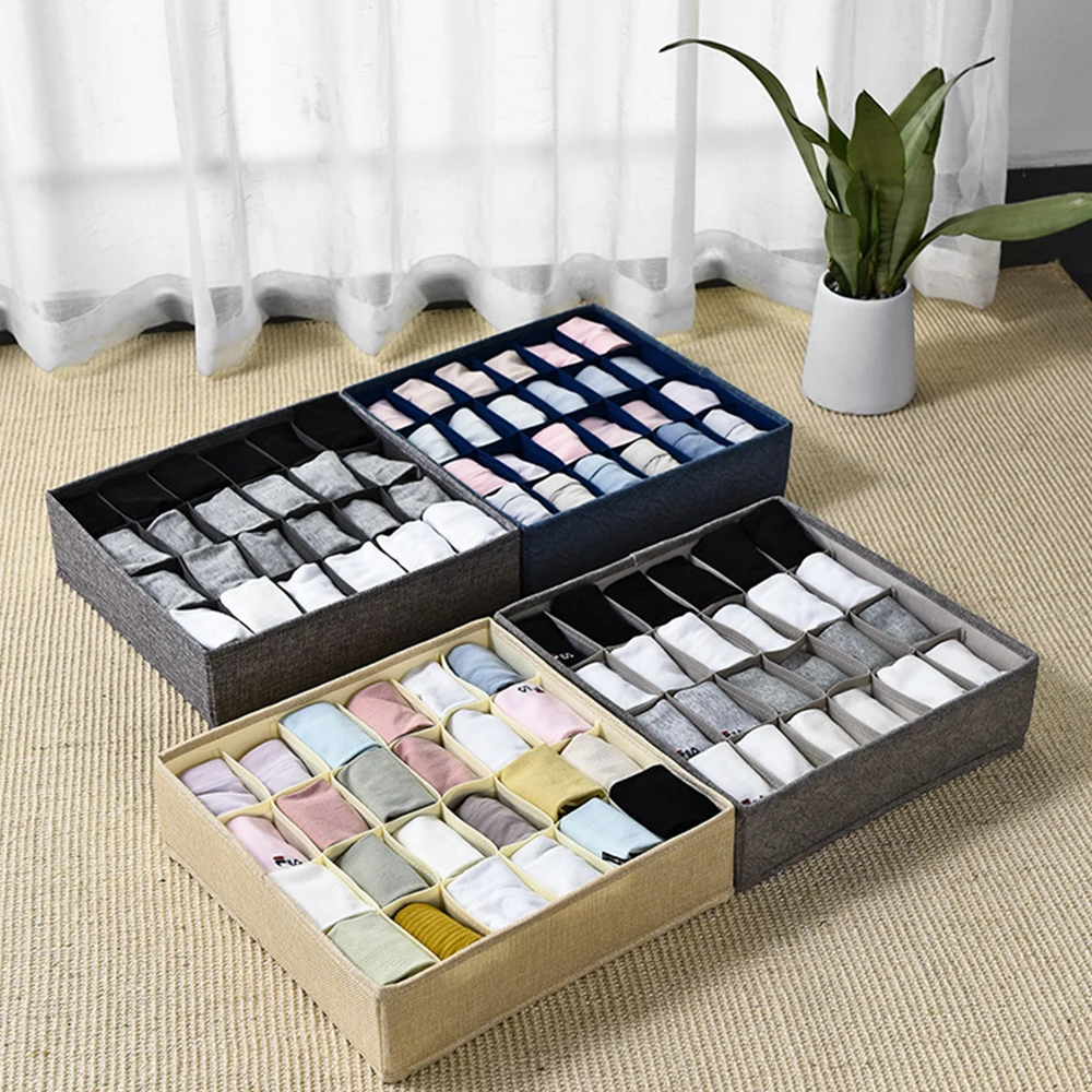 

Foldable Underwear Drawer Organizers Dividers Closet Dresser Clothes Storage Organizer Box For Bras Scarves Ties Socks Boxes 1pc