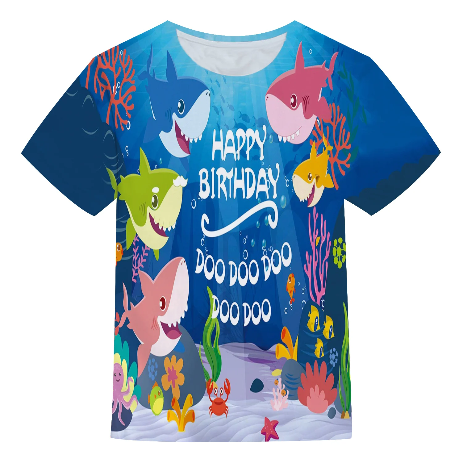 

Boys and girls summer T-shirts, toddlers, cartoon animals, sharks 3D printing T-shirts, children's street fashion casual T-shirt
