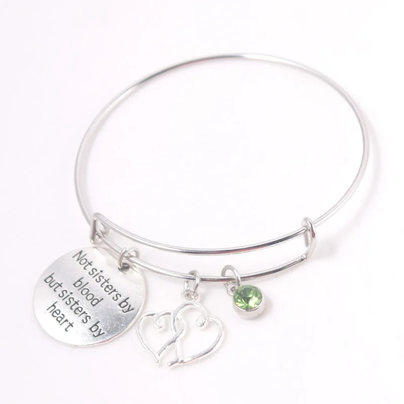 &quotNot sisters по крови но сестры сердечко&quot браслет с камнем месяца рождения