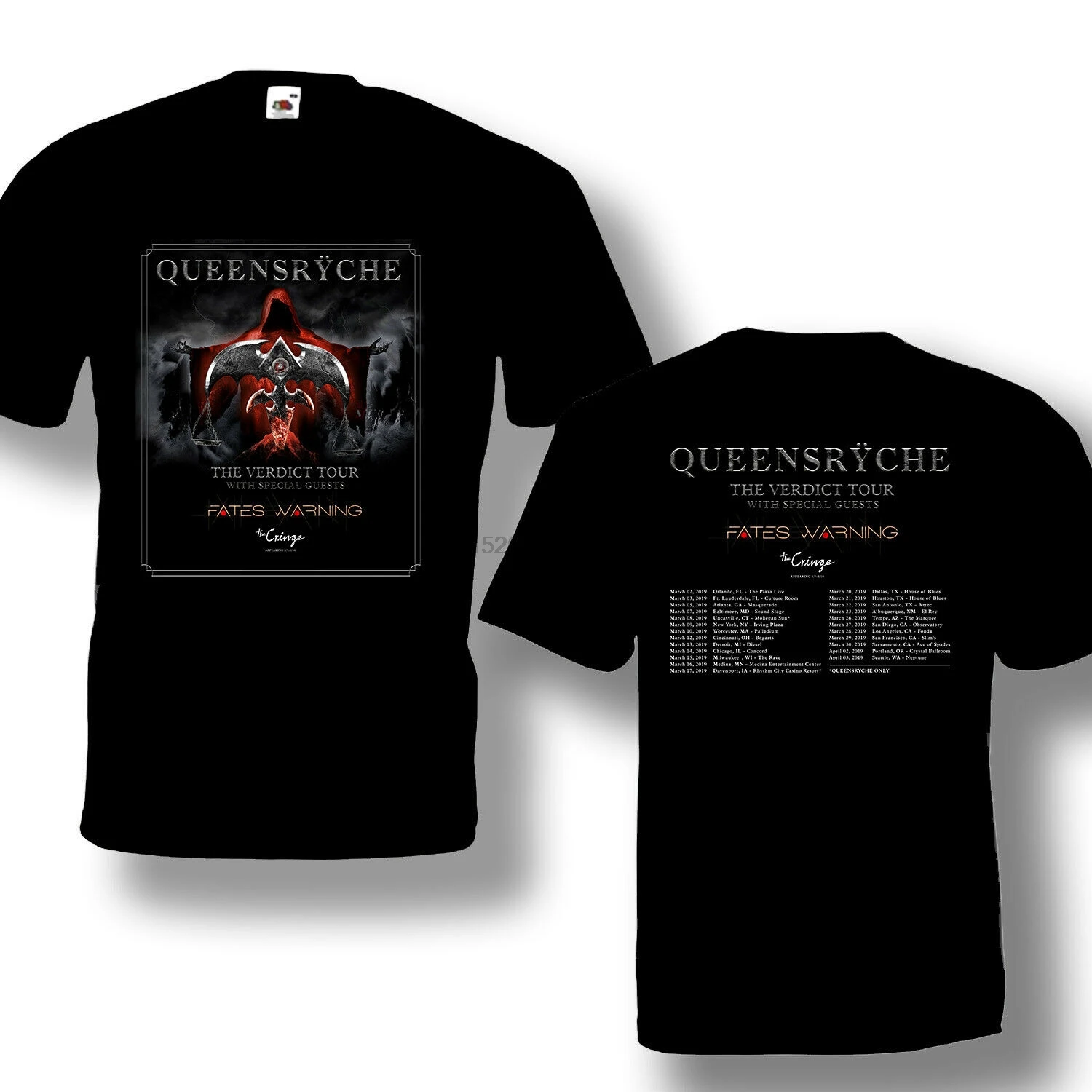 

Queensryche Tour 2019 Tshirt Short Sleeve 100% Cotton Size S-3XL Best For Sale