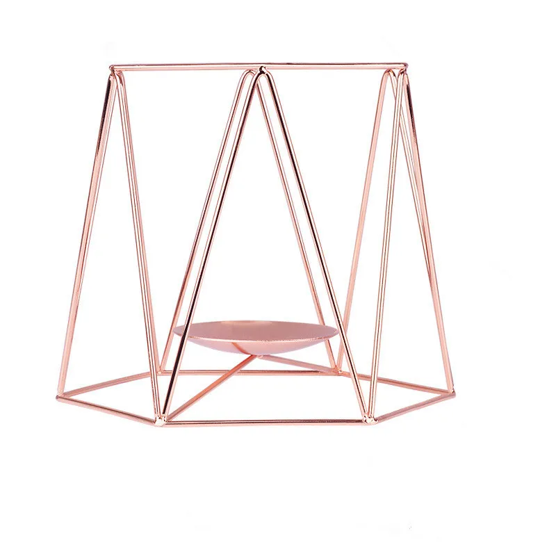 Скандинавский Золотой подсвечник из кованого железа розового золота