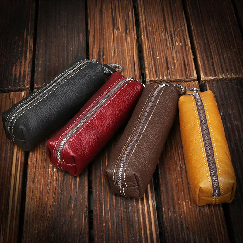 Key Bag Fashion Genuine Cow Leather Men Women Key Holder Top Quality Small Business Keys Case Women Housekeepers Purse Walllet images - 6