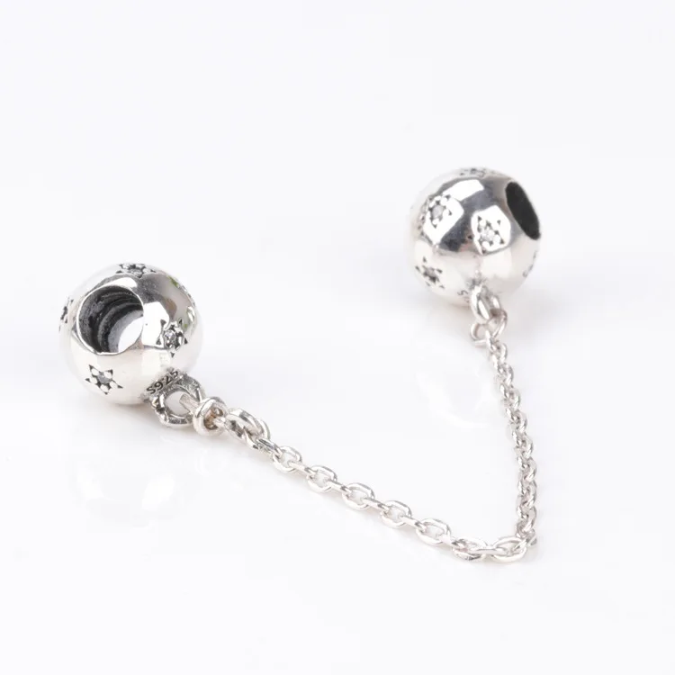 

Authentic 925 Sterling Silver Charm Clip Classic Starlight Bright Safety Chain Fit Pandora Women Bracelet & Necklace Diy Jewelry