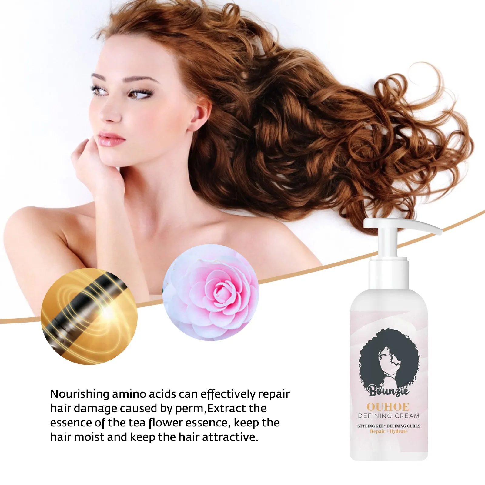 

Bounzie Defining Cream Elastin Curly Hair Moisturizing Styling Repair Curling Essence Hair Care Elastin