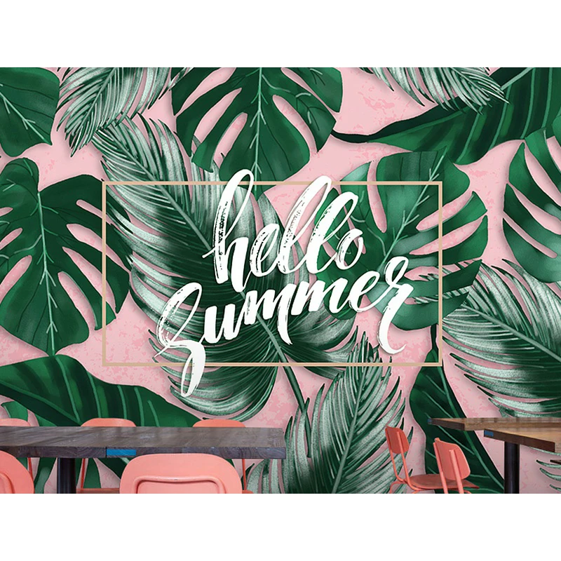 Настенные обои 3D с изображением свежих растений листьев банана фона для