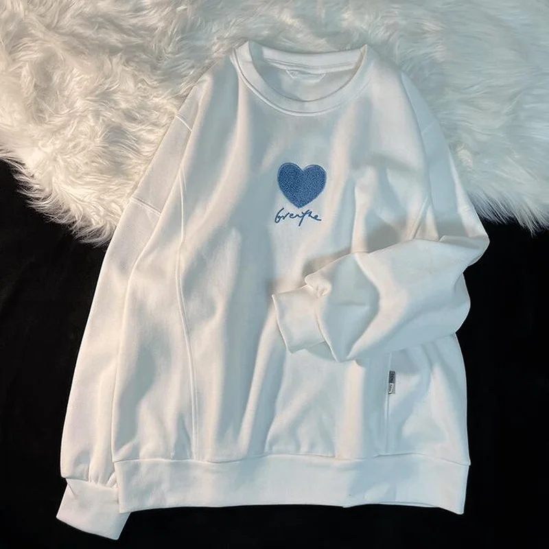 Свитшот женский с милым вышивкой повседневный популярный универсальный