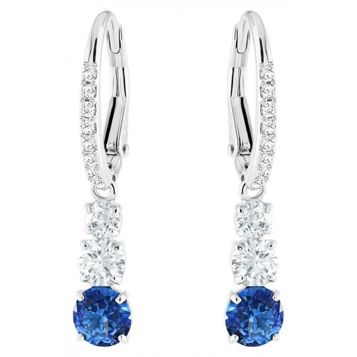 

High Quality 1:1 SWA Noble Blue Zircon Lady Charming Earrings Fashion Jewelry