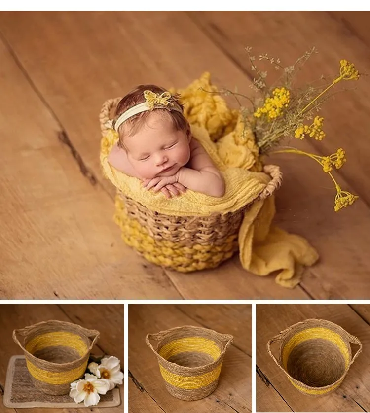 Реквизит для фотосъемки новорожденных тканая корзина фотостудии детская