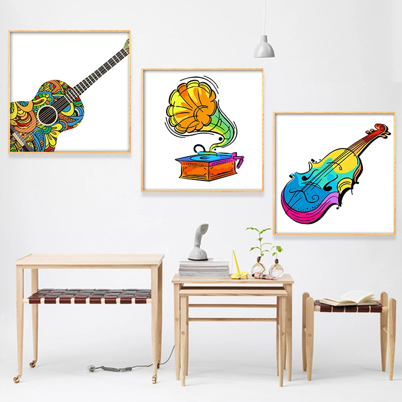 

DIY digital oil painting art color musical instrument guitar violin art living room bedroom home corridor decoration painting
