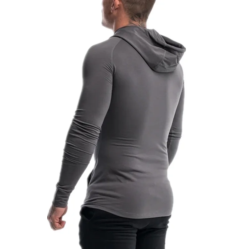 

Brand Casual Hoodies Mens Cotton Black Sweatshirt Gyms Fitness Workout Zipper Hooded Jackets Autumn New Male Slim Tops Clothing