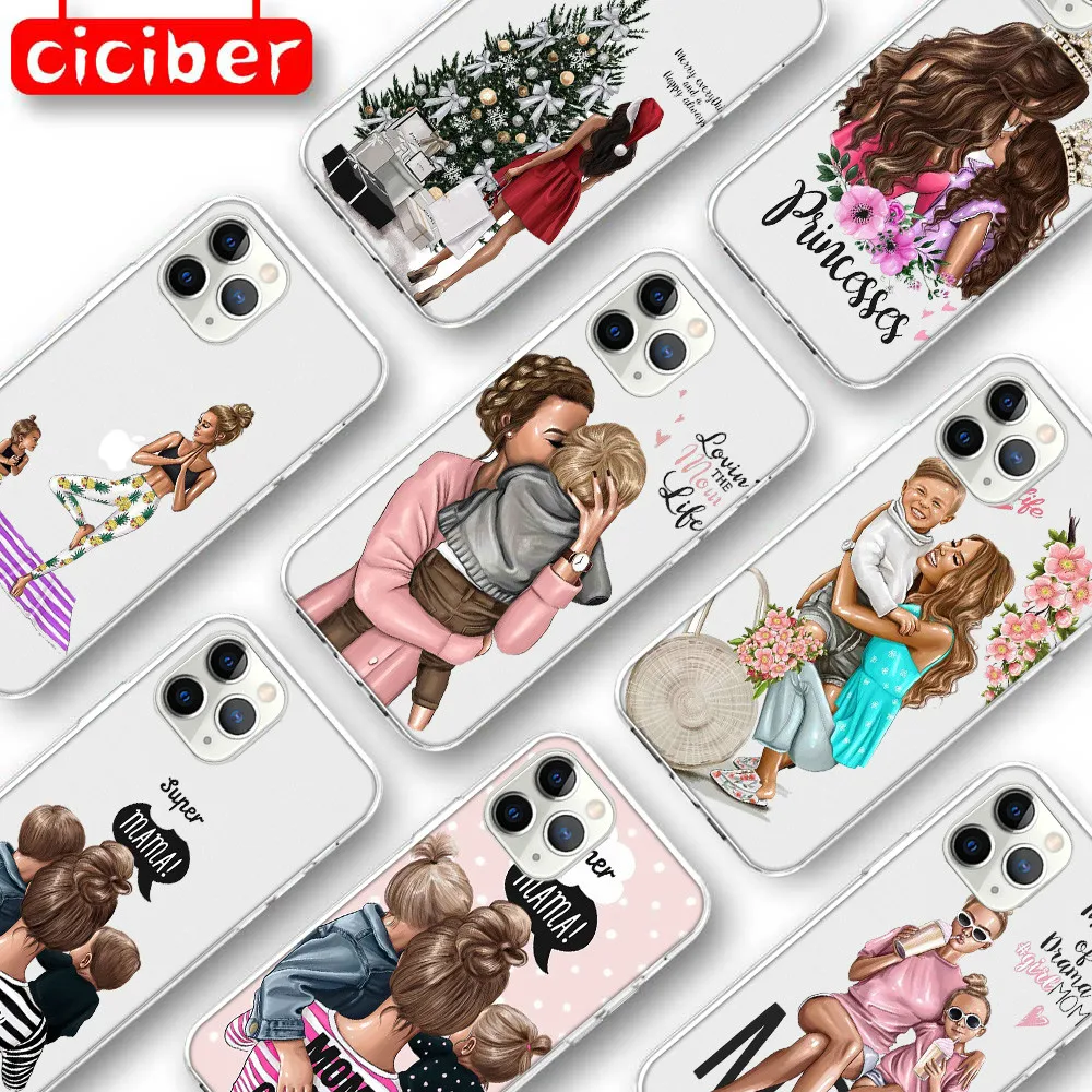 Чехол с надписью Super Mom Baby Girl для iPhone 11 12 Pro Max Mini чехол 7 8 6 6S Plus X XR XS MAX 5S SE 2020 мягкая