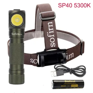 Sofirn SP40 Headlamp 18650 USB Rechargeable 18350 Flashlight Head lamp Cree XPL 1200lm LED Headlight