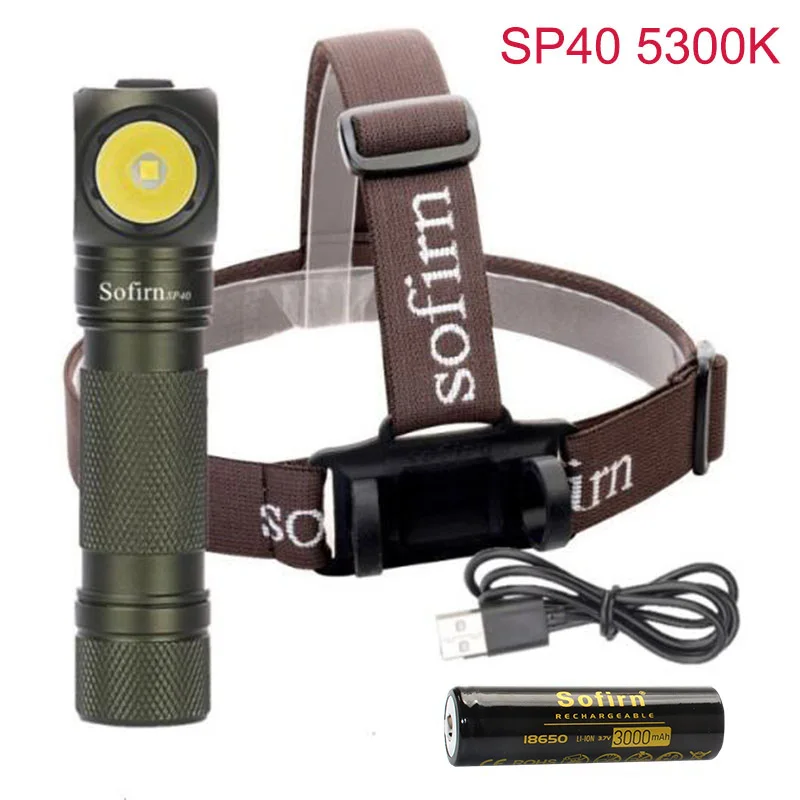 Новый Sofirn SP40 фары 18650 USB Перезаряжаемые 18350 Фонарь налобный фонарь Cree XPL 1200lm