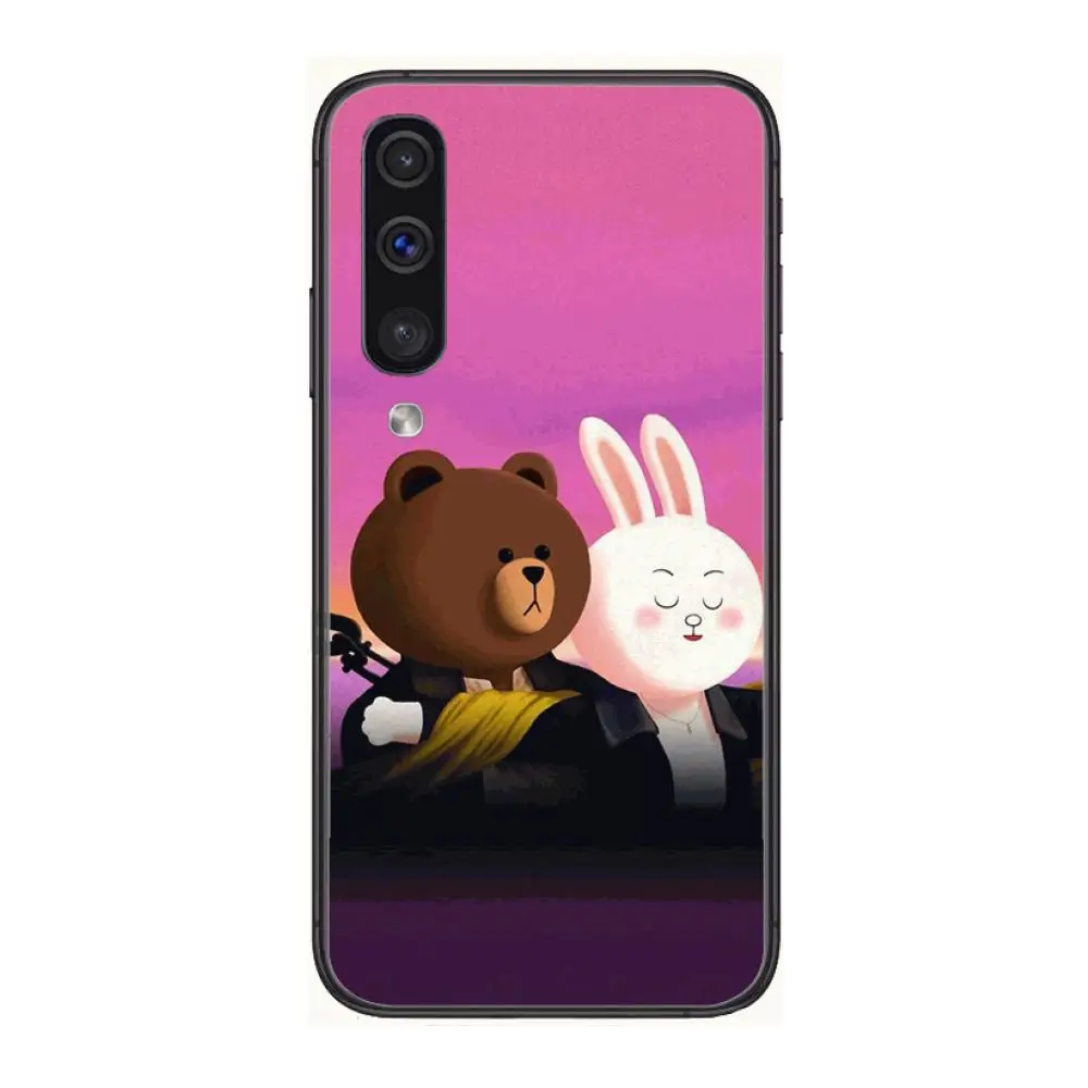 

Cute Cartoon Bunny Rabbit and Brown bear Phone Case Hull For Samsung Galaxy A 3 5 6 7 8 9 E 2018 Plus 2017 E S Black Shell Art