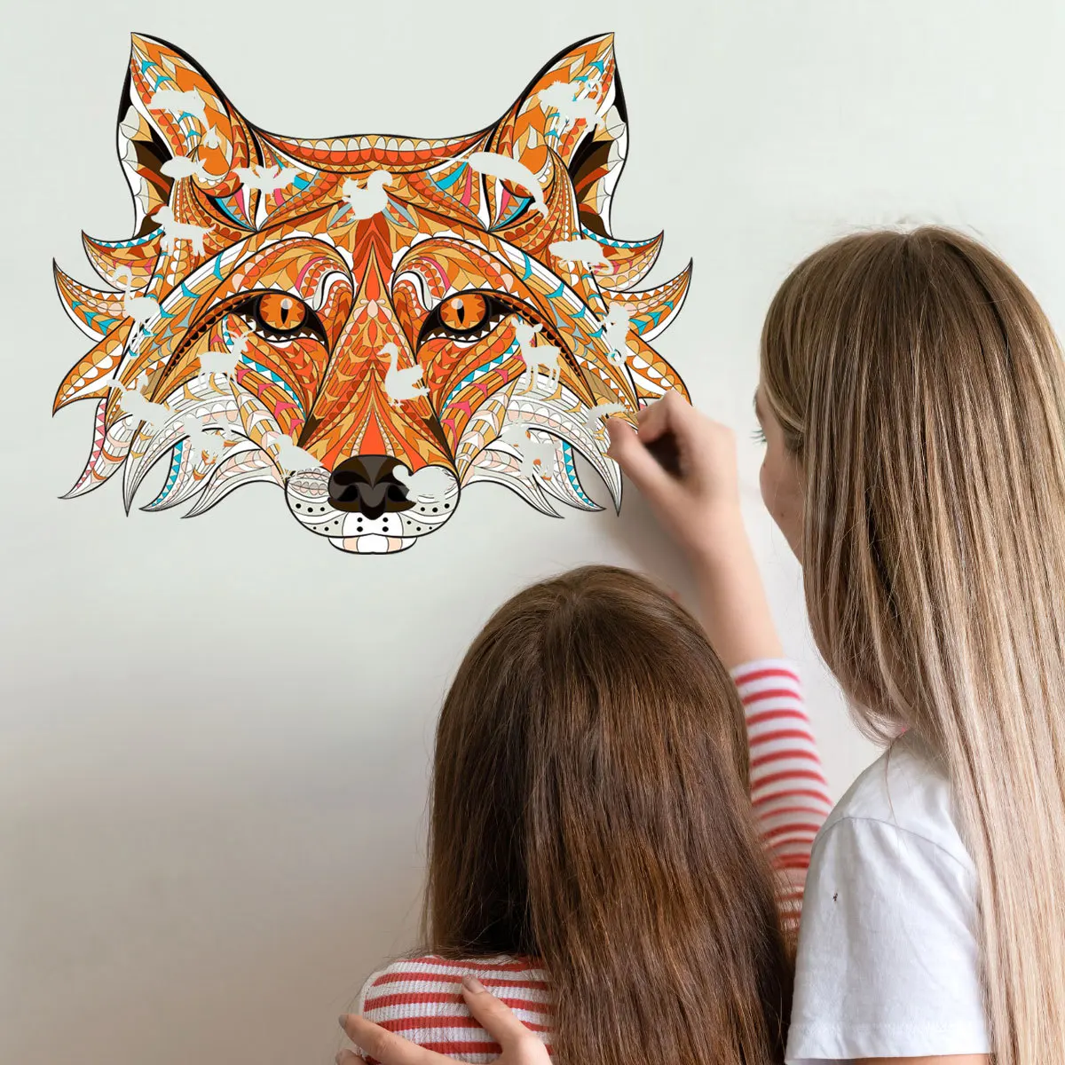 

Hd Sticker Wall Decal Kawaii Color Animal Pattern DIY Puzzle Cartoon Fox Wall Paste Children Room Living Room Bedroom Study Diy