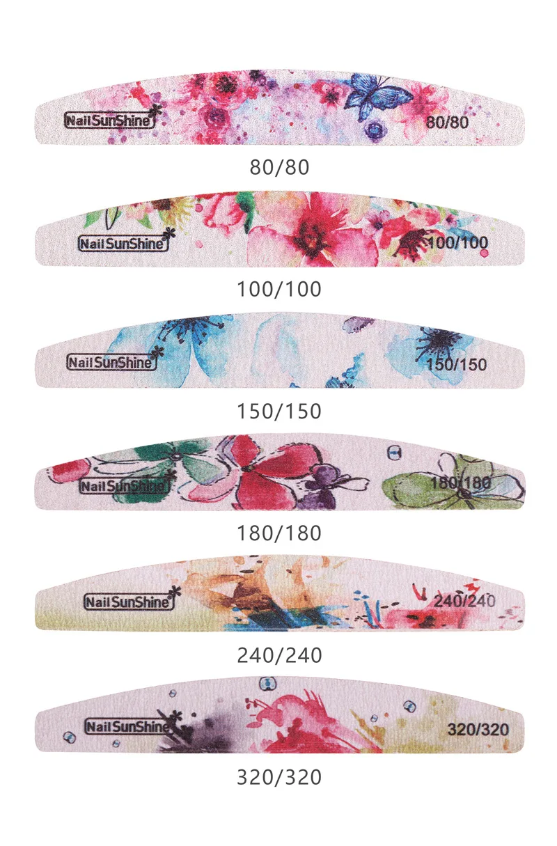 100 шт./лот файлы для ногтей с серыми цветами Двусторонняя пилка акриловый гель 180