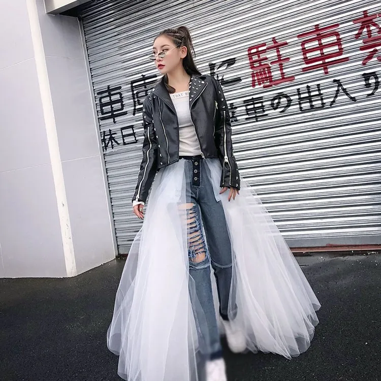 Лоскутные сетчатые джинсовые брюки-карандаш с дырками женские рваные винтажные