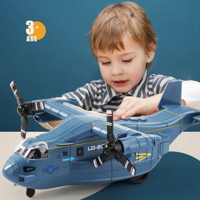 

Kids Diecast Simulation Helicopter with Light Millity Toy Plane Model