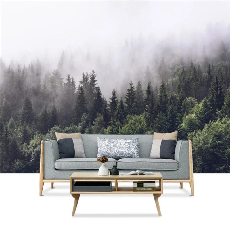 

beibehang custom Modern urban Nordic wind needle Mist forest mural wallpaper for living room bedroom TV background 3D wall paper