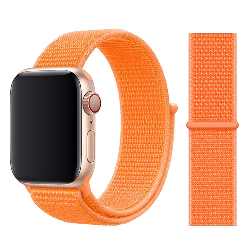 Нейлоновый ремешок для Apple watch 5 ремешок 44 мм 40 мм iWatch ремешок 42 мм 38 мм спортивный ремешок для часов Браслет Apple watch 4 3 2 1 38 40 44 мм - Цвет ремешка: Papaya