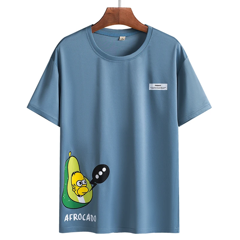 

Casual Summer Men's Short-sleeved Avocado Round Neck Color Men's Short-sleeved Cotton Breathable Comfortable Tops Manga Corta