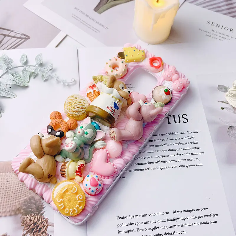 3D DIY чехол для iPhone 11 pro max кремовый Чехол ручной работы ip xsmax милый медведь телефона