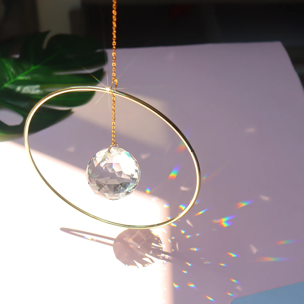 

Crystal Prisms Chandelier Wind Chimes Rainbow Chaser Sun Catchers Window Hanging Pendant For Outdoor Home Garden Decoration