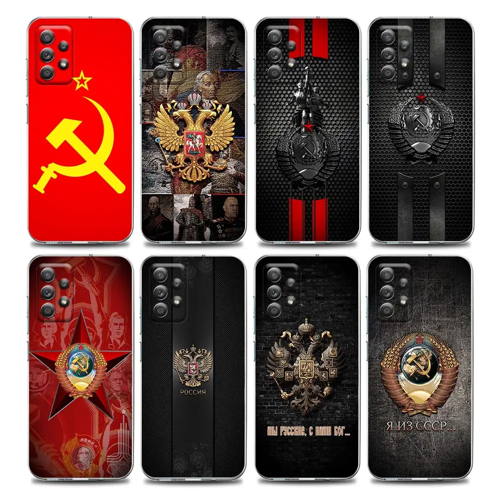 Vintage USSR CCCP Flag Clear Phone Case for Samsung A01 A02s A11 A12 A21 S A31 A41 A32 A51 A71 A42 A52 A72 Soft Silicon