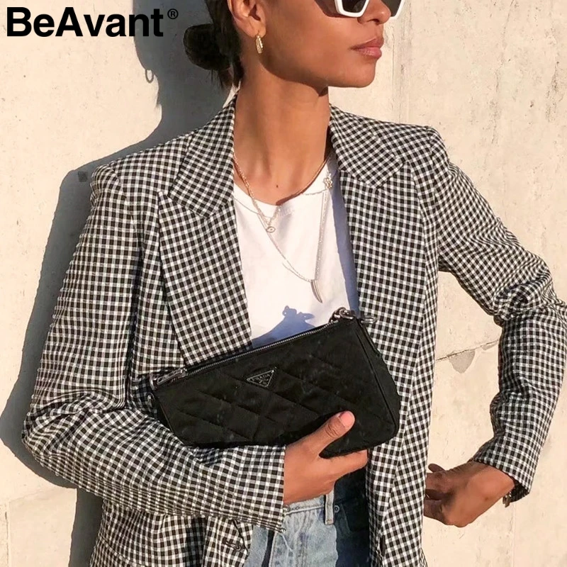 BeAvant элегантный розовый клетчатый женский блейзер с длинным рукавом, карманами, на одной пуговице, женские повседневные пальто, Офисная Женская верхняя одежда, шикарные топы
