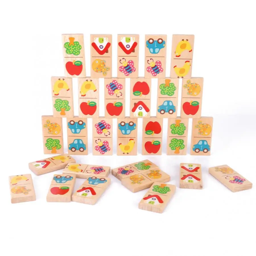 Animal Recognition Toys for Kids Educational Wooden Block Box Wood Domino Solitaire Early Learning | Игрушки и хобби