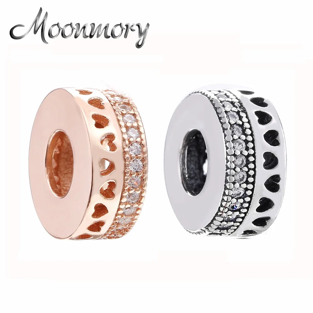 

Moonmory 2020 Autumn 3 Color 925 Sterling Silver Zirconia CZ Pave Hearts of Charm Bead Fit Original Women Fashion Jewelry Making